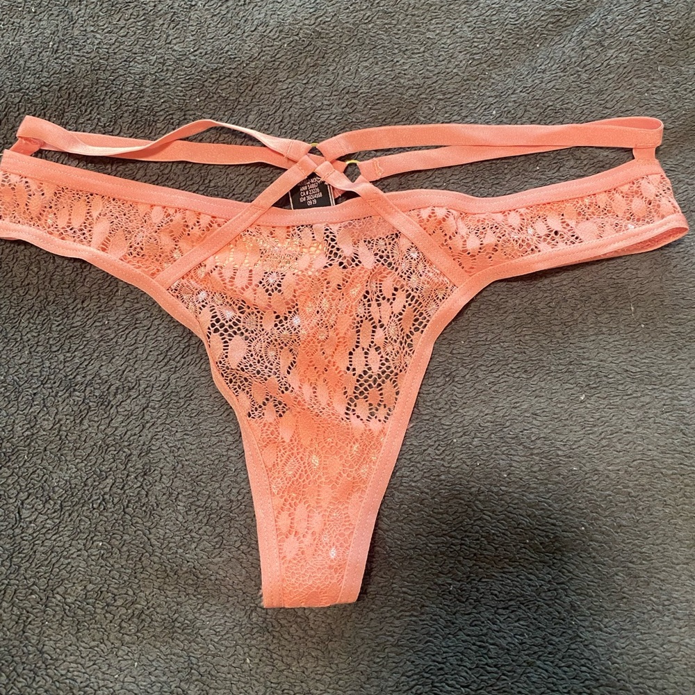 Pink Lacey Victoria’s Secret Thongs NEW With Tag